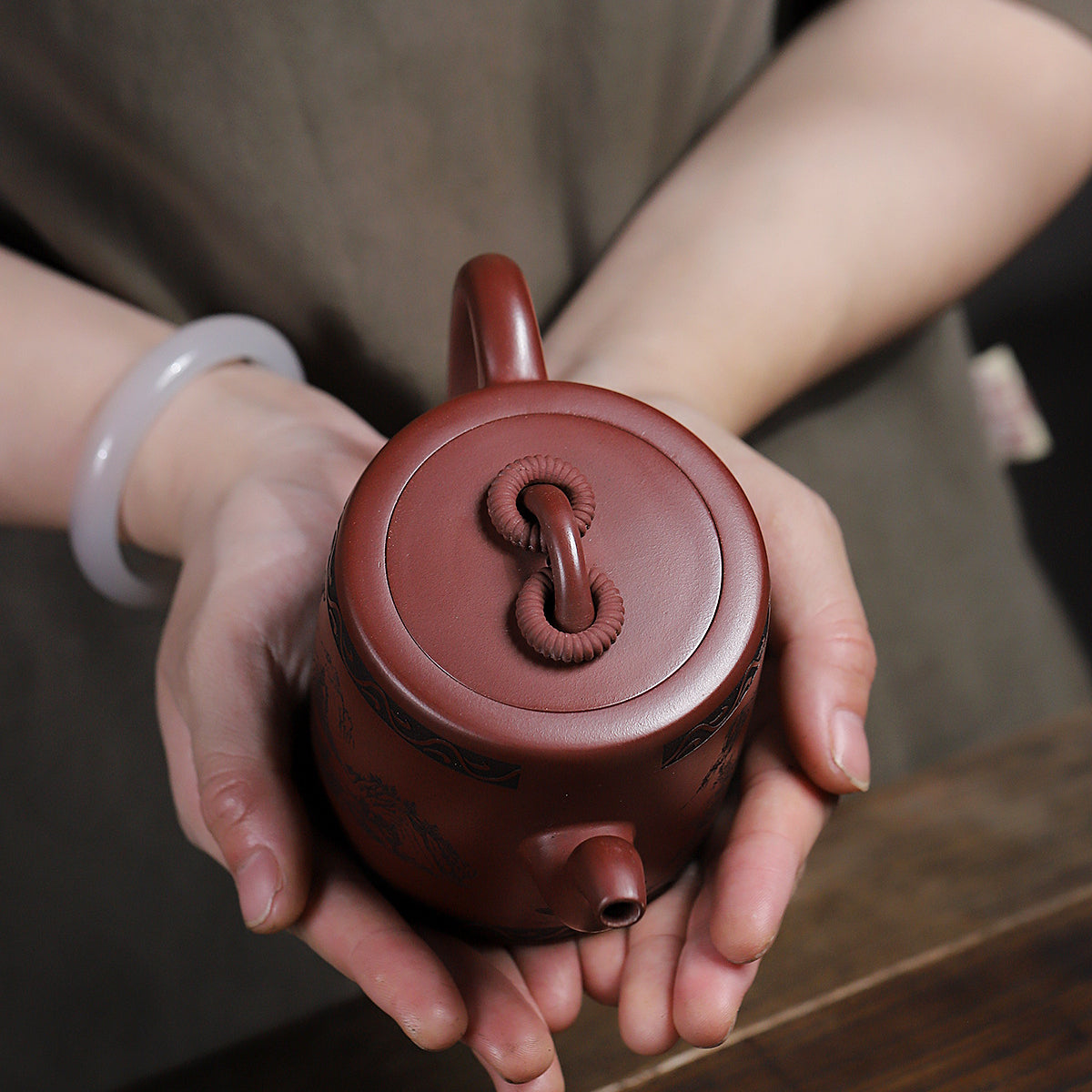 Double circle purple clay pot dragon blood sand