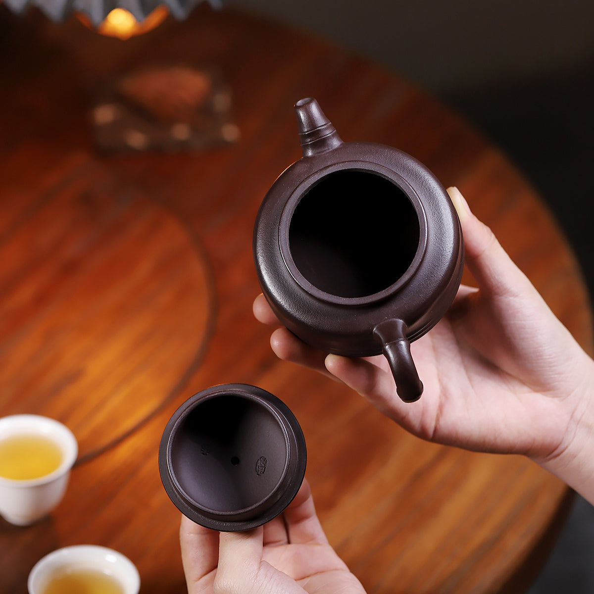 Bamboo drum purple clay pot raw ore purple mud