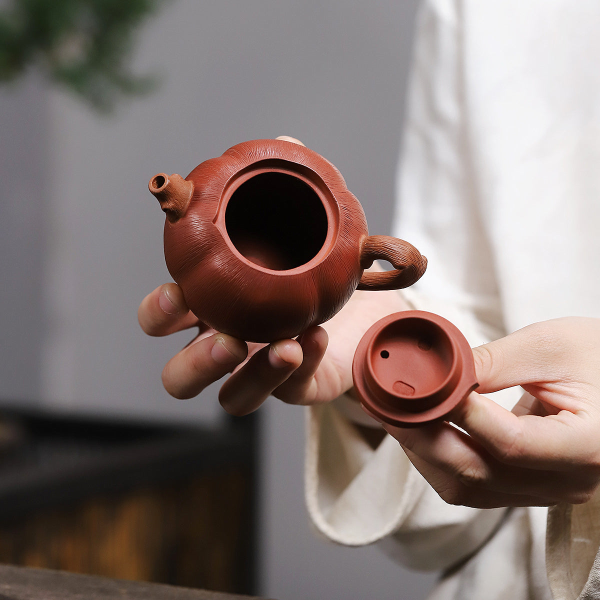 Persimmon flower utensils Zisha pot raw ore clear cement