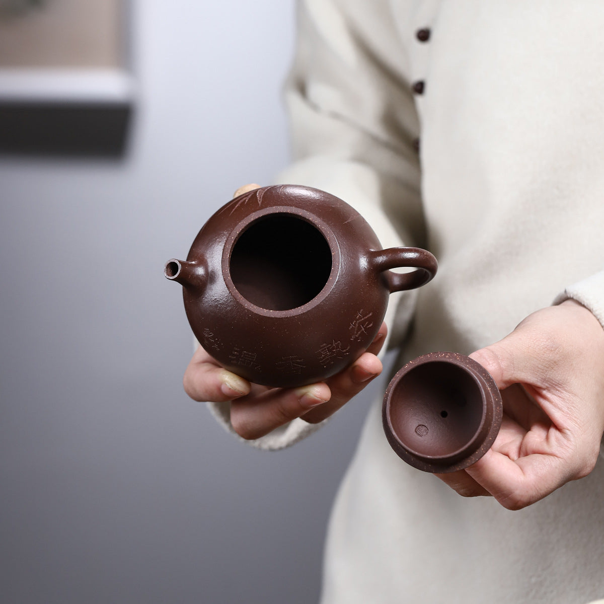 Milk scoop purple clay pot purple jade gold sand