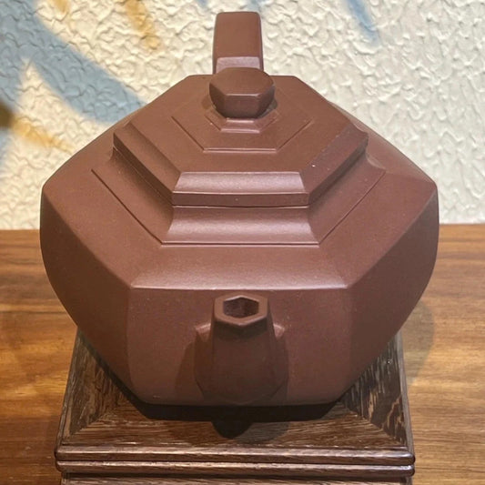 Handmade Yixing Zisha Teapot: Hexagon Xuehua, Qing Shui Ni Clay, 380ml Gongfu Tea Pot