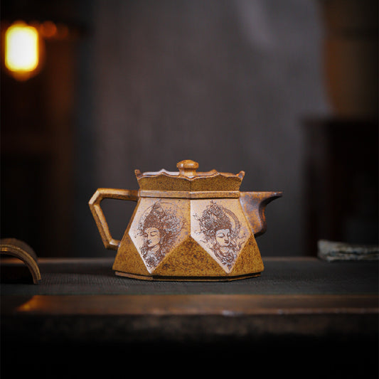 Diamond Monk's Hat Yixing Zisha Teapot 400ml high-temperature duan clay