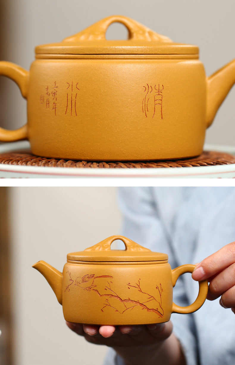 Raw Ore Tea Set Handmade Large Mouth Hanwa Pot Gold Segment Mud Purple Clay Pot Teapot