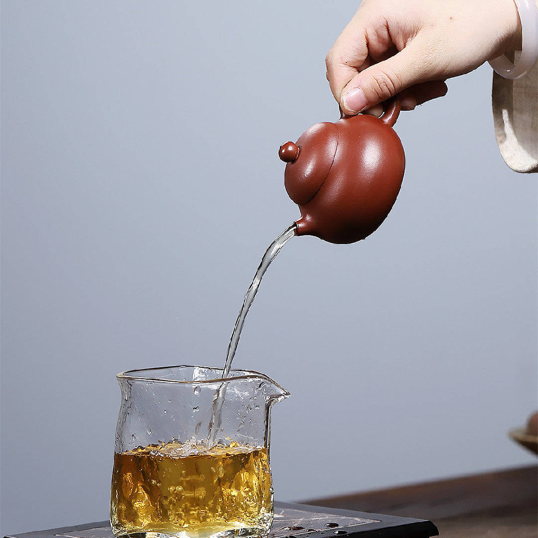 Wendan-Shaped Zisha Teapot in Red Bipi Clay, 130 ml