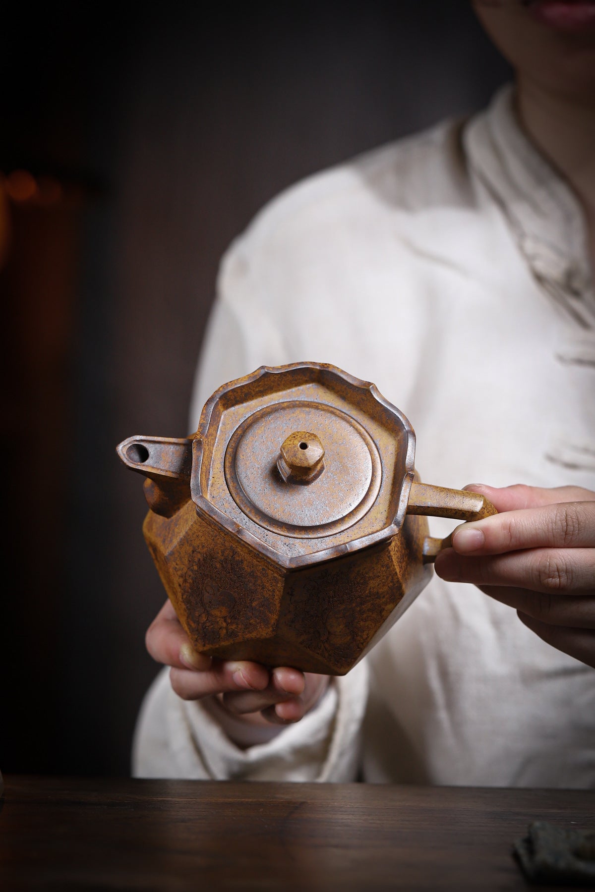 monk's hat high temperature segment mud purple sand teapot