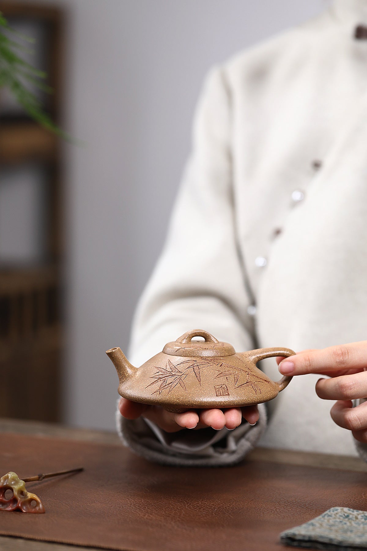 Bamboo Rhyme Ladle Purple Clay Pot Raw Ore Colorful Segment Mud