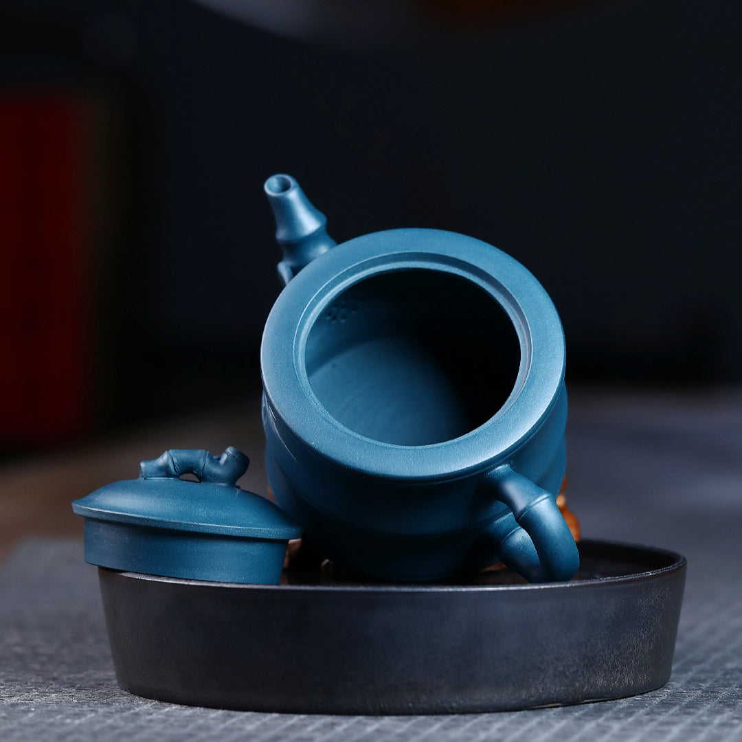 Bamboo section Zisha pot raw ore azure mud