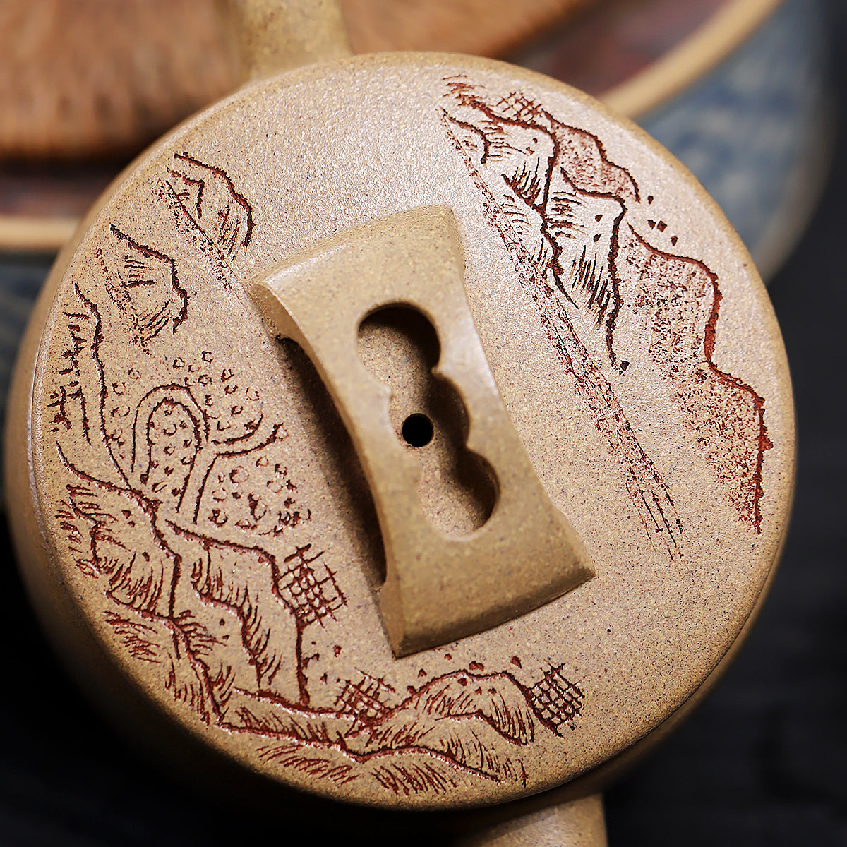 Carved Hanwa Zisha pot raw ore multicolored section