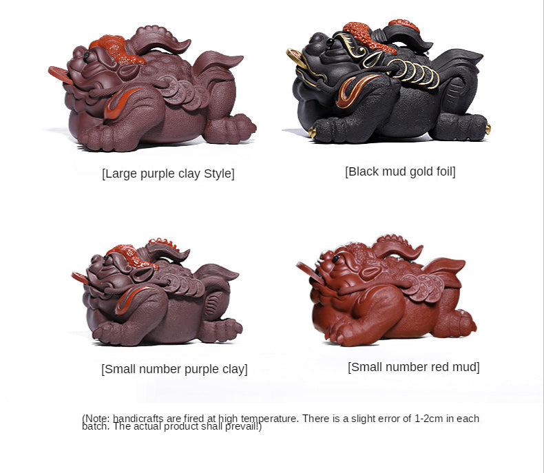 Golden Toad Yixing Purplue Sand Tea Pet Purple Clay Sculpture Tea Set