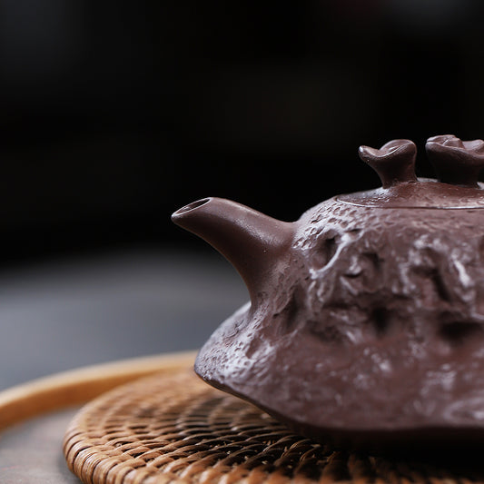 Lingzhi Flower Zisha Teapot | Original Yixing Purple Clay | 110ml Handmade Teapot