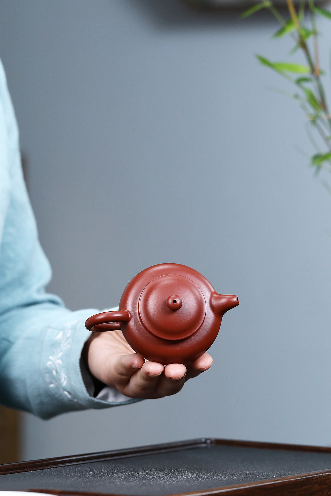 Duoqiu Teapot in Dahongpao Zisha Clay, 120 ml