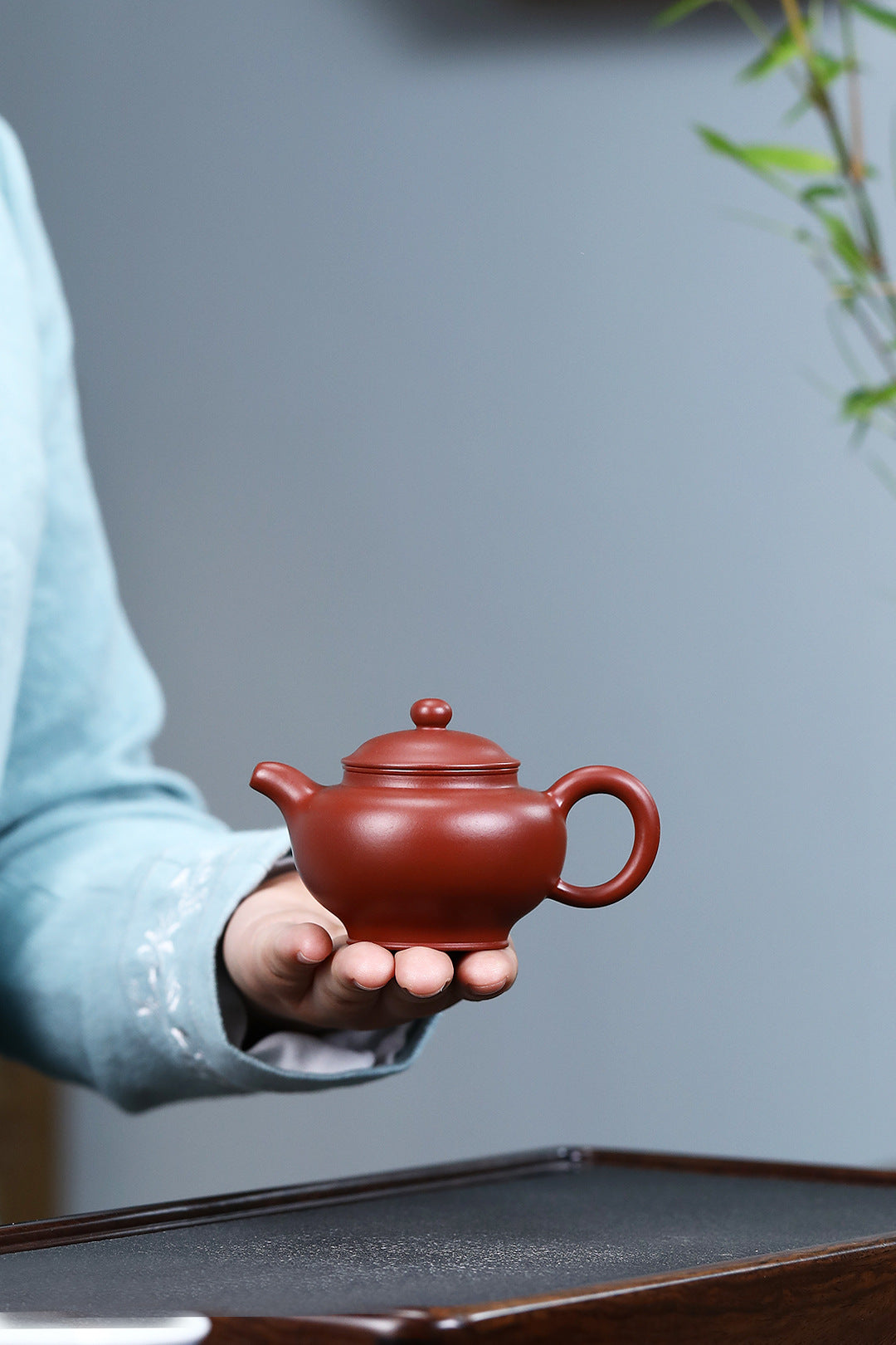 Duoqiu Teapot in Dahongpao Zisha Clay, 120 ml