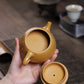Flat-covered stone scoop gold section mud purple clay pot