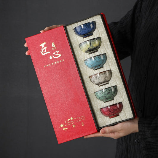 Porcelain Kung Fu Tea Set 6 Festive Five Elements