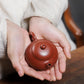 Wendan-Shaped Zisha Teapot in Red Bipi Clay, 130 ml