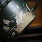 Lotus Rhyme Fanggu Teapot in Green Zisha Clay, 230 ml