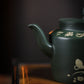 Lotus Rhyme Fanggu Teapot in Green Zisha Clay, 230 ml