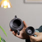 Rongtian Dezhong Teapot in Tianqing Zisha Clay, 180 ml