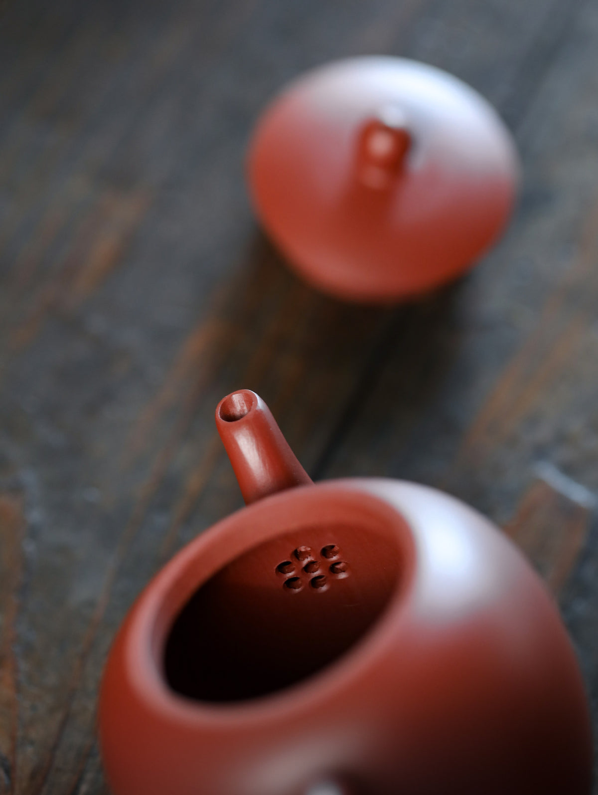 Meirenjian Teapot in Dahongpao Clay, 100 ml
