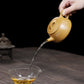 Flat-covered stone scoop gold section mud purple clay pot