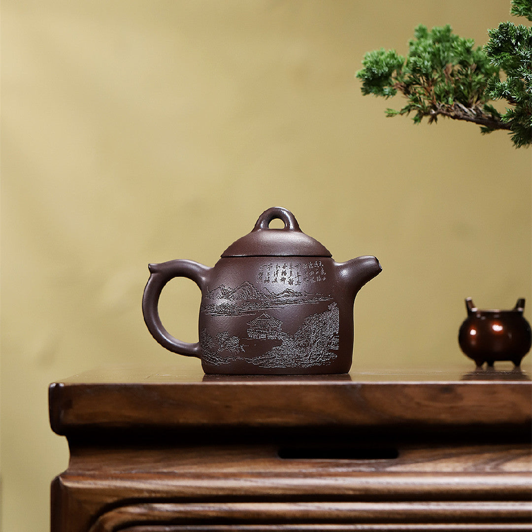 Shanshui Qinquan Yixing Zisha Teapot 320ml raw ore purple clay