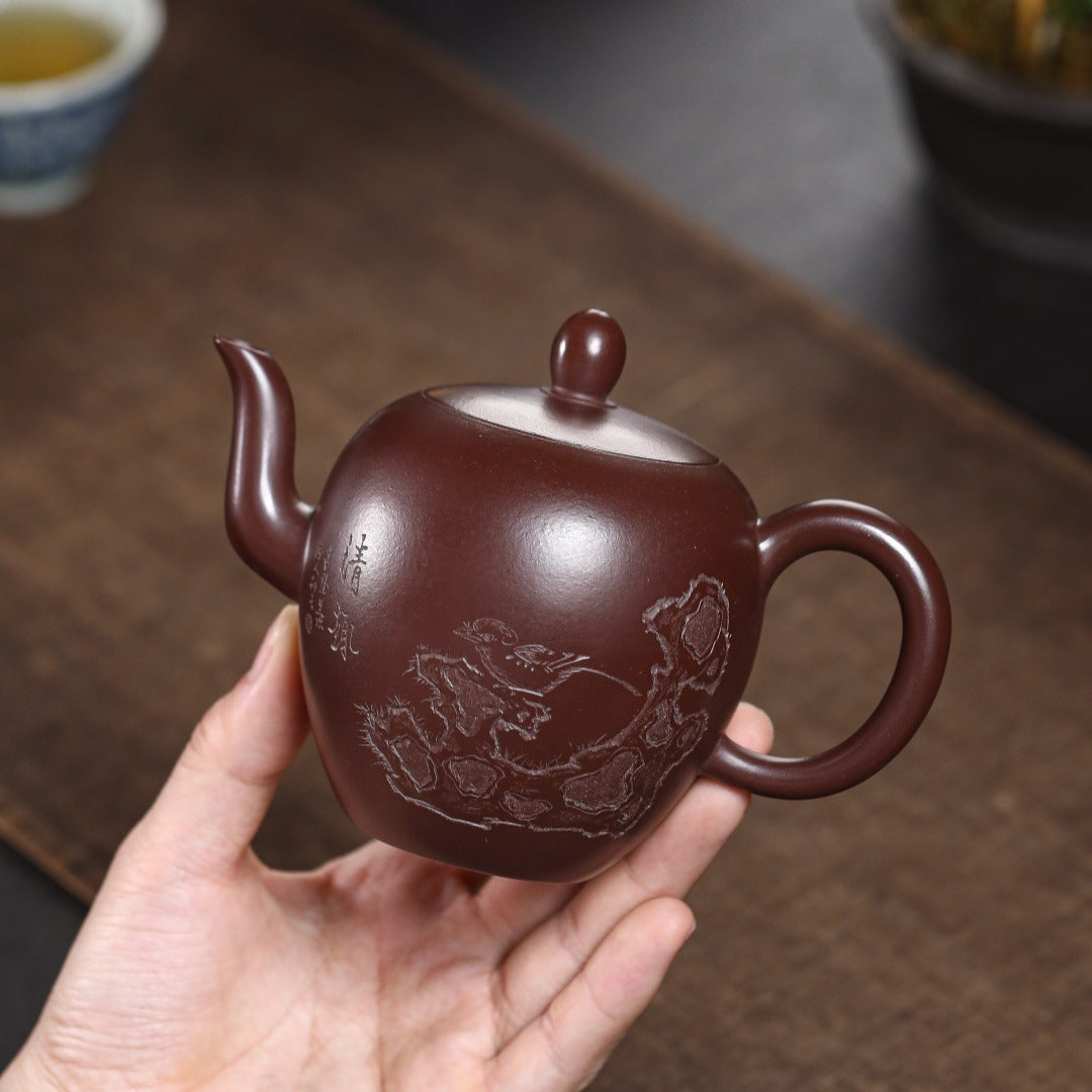 Meirenjian Teapot in Aged Purple Clay, 250 ml