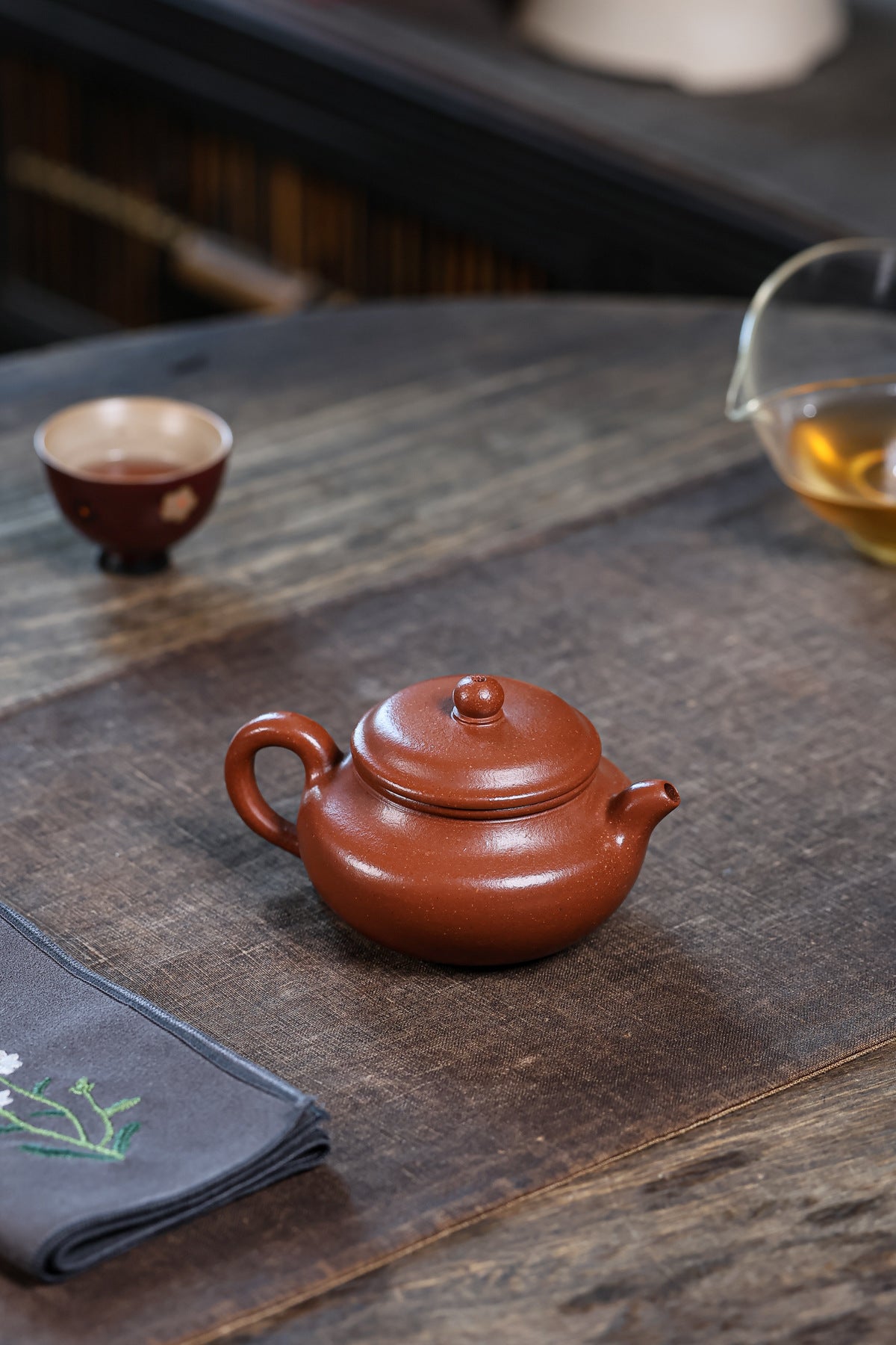 Fanggu Teapot in Jiangpo Zisha Clay, 130 ml