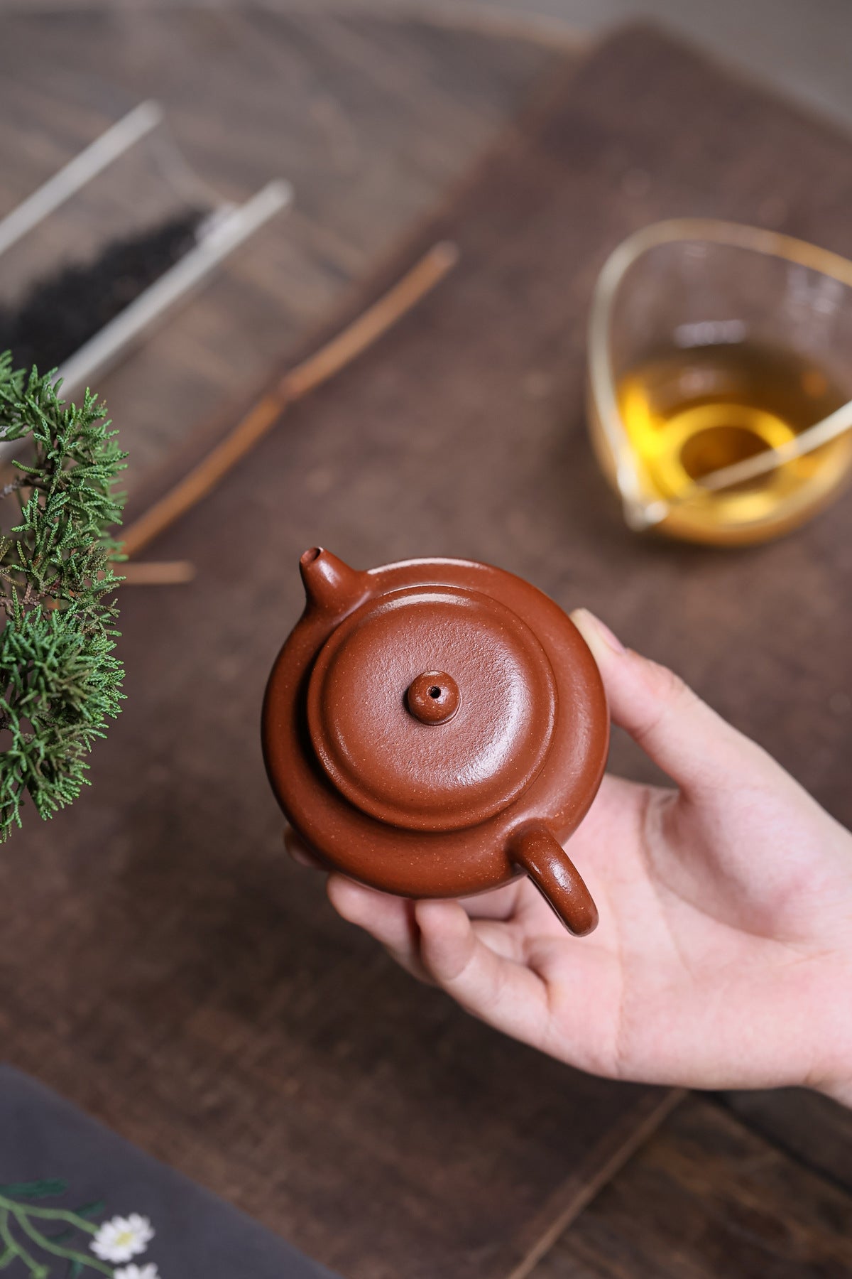 Fanggu Teapot in Jiangpo Zisha Clay, 130 ml
