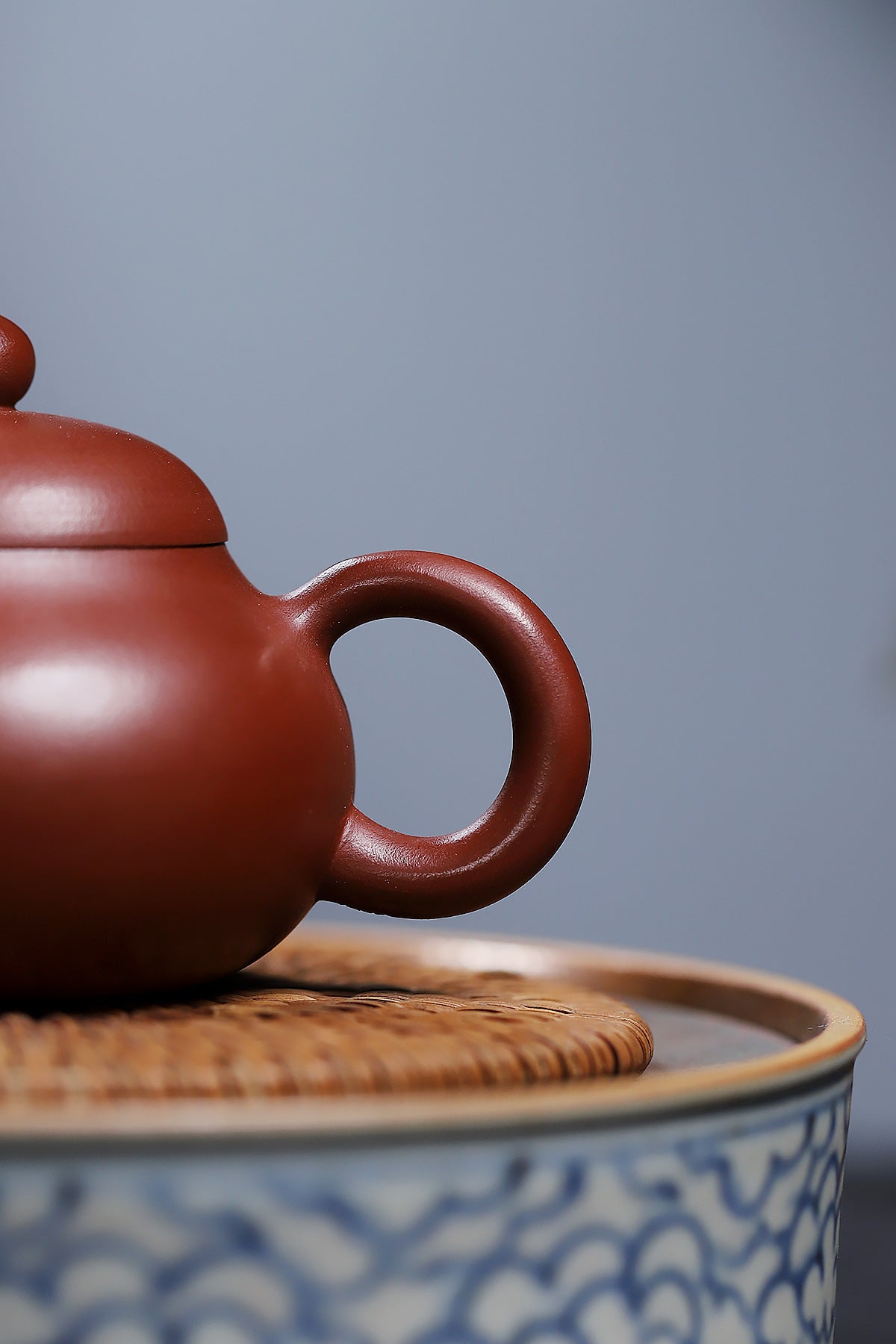 Wendan-Shaped Zisha Teapot in Red Bipi Clay, 130 ml