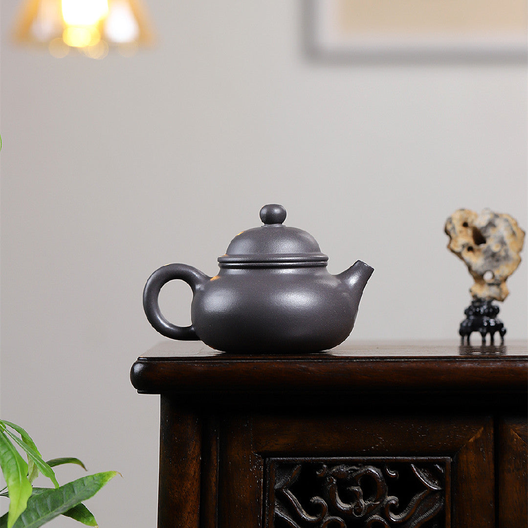 Rongtian Dezhong Teapot in Tianqing Zisha Clay, 180 ml