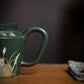 Lotus Rhyme Fanggu Teapot in Green Zisha Clay, 230 ml