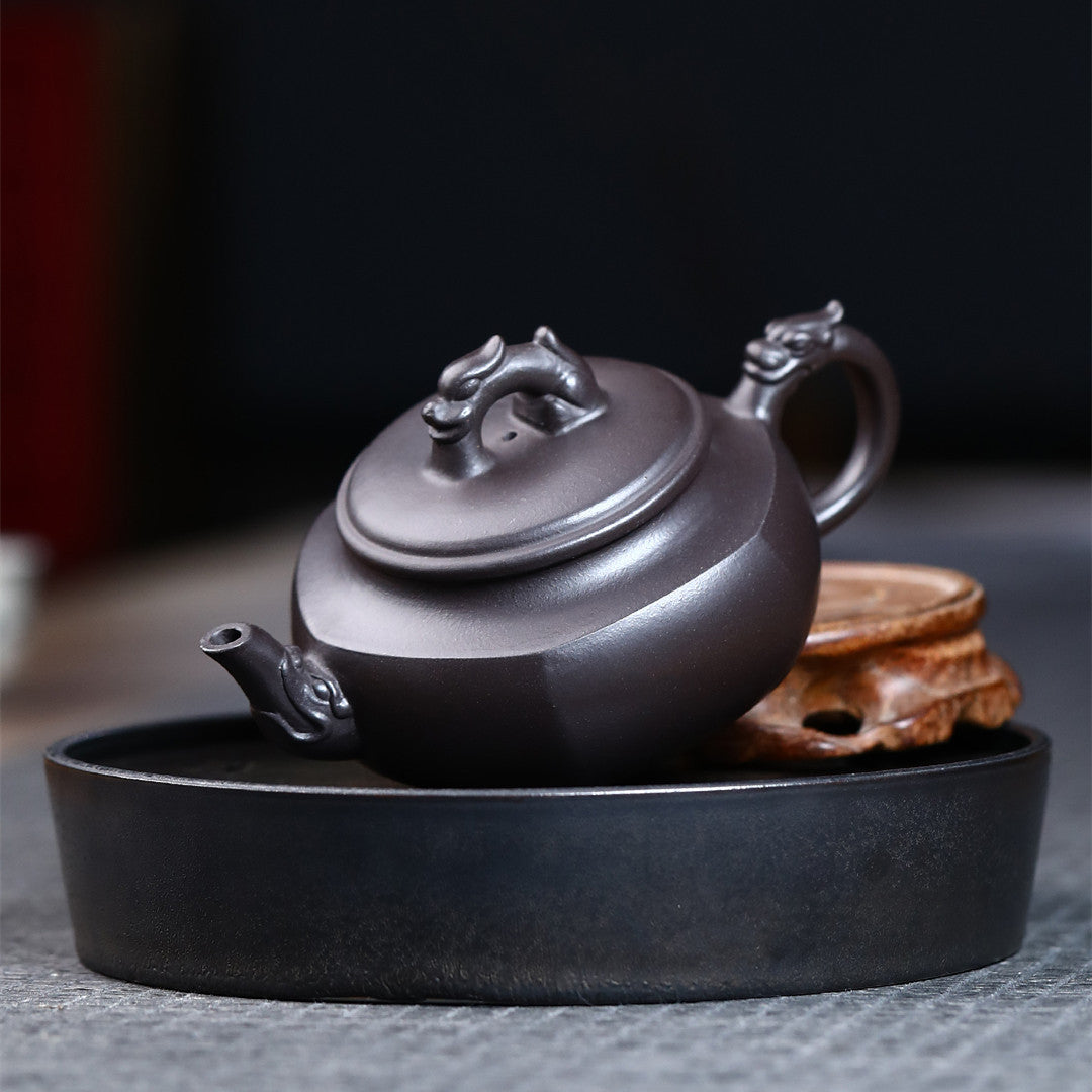 Liufang Longyun Yixing Zisha Teapot 250ml Raw Ore Black Mud