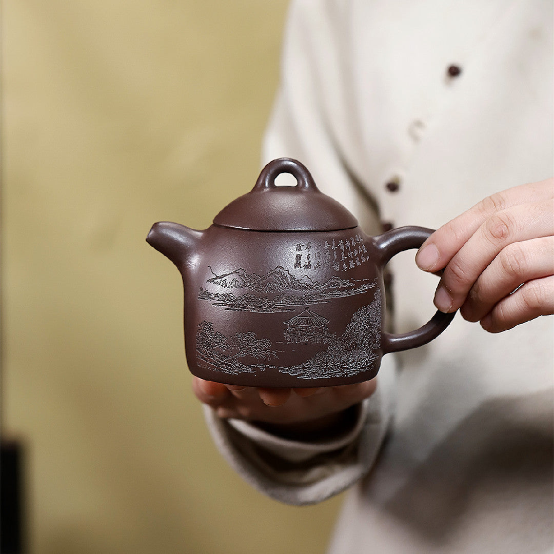 Shanshui Qinquan Yixing Zisha Teapot 320ml raw ore purple clay
