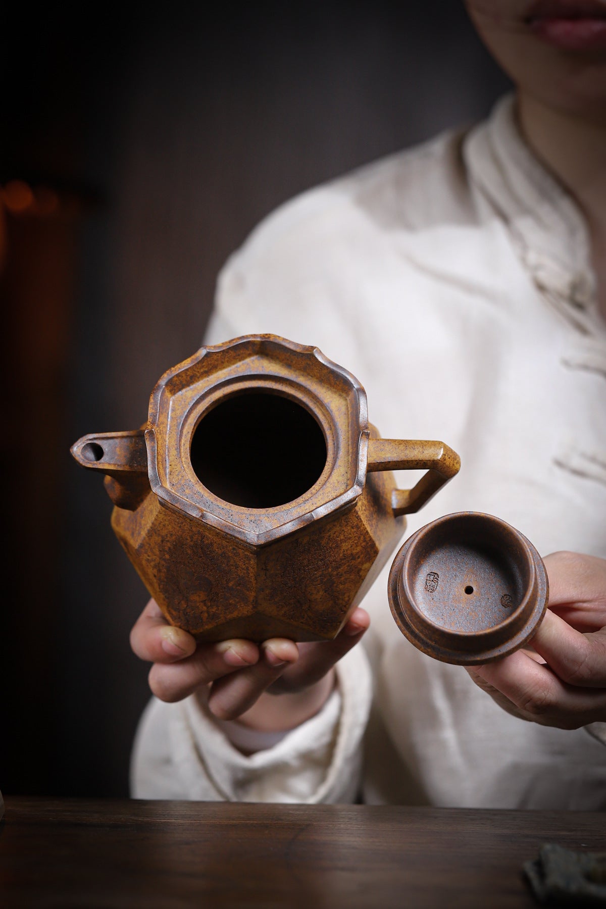 monk's hat high temperature segment mud purple sand teapot