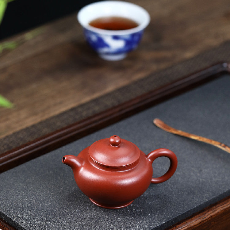 Duoqiu Teapot in Dahongpao Zisha Clay, 120 ml