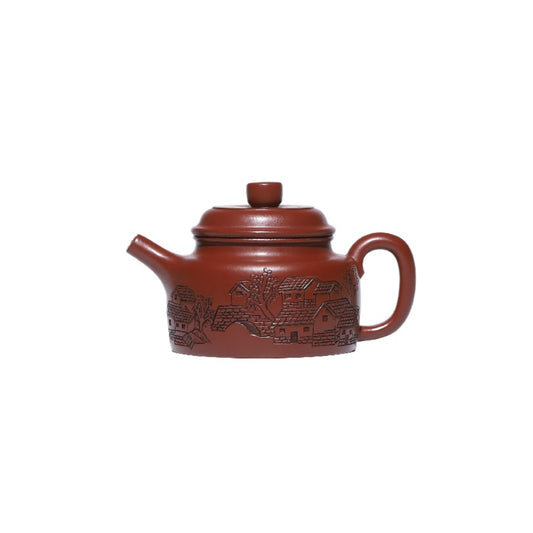 Engraved Dezhong Zisha pot raw ore Dahongpao