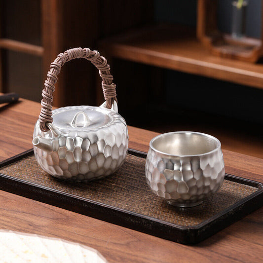 Silver One Pot One Cup Porcelain Kung Fu Tea Set Suit