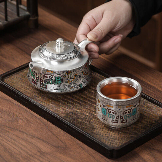 Silver One Pot One Cup Gift Portable Portable Travel Kung Fu Tea Set Suit