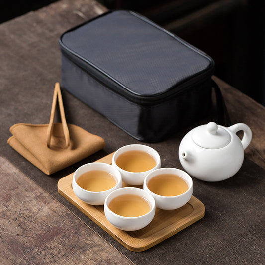 Portable Dehua Ding Ware Ceramic Travel Tea Set