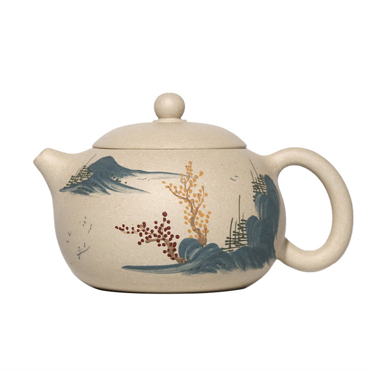 Zisha Teapot original mine white section purple sand pot pure handmade mud painted landscape Xishi pot Gift package