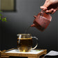 Zisha Teapot purple sand pot six-party Handuo original ore purple mud pure hand lettering and painting inner wall chapter teapot