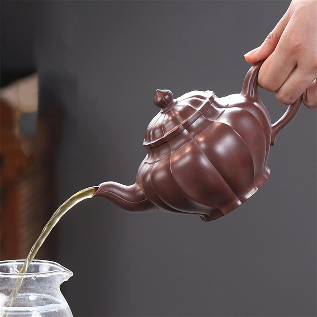 teapot Yixing pure handmade famous authentic ribbed smiley